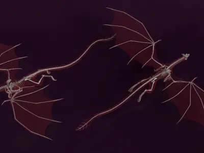  Flying Pose Dragon Skeleton in Transparent Shell 