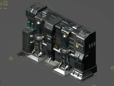 Sci Fi Building-connecting wall 02 3D model