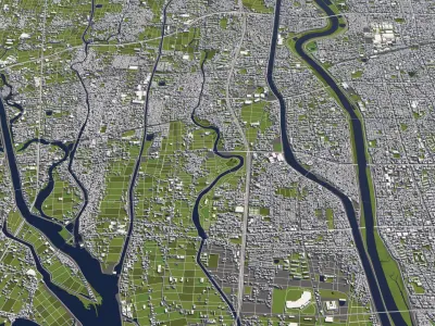 Nagoya Japan 50x50km 3D City Map 3D model