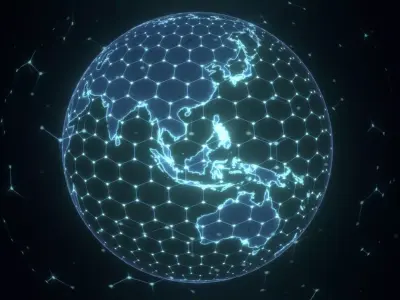 Animated Hologram Planet Earth No 5 With 50 Sci-Fi Music Tracks Low-poly 3D model