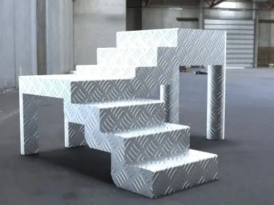 Ladder wooden table with stairs Free 3D model