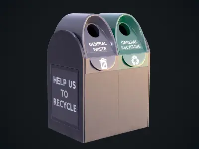 Trash Bin Low-poly 3D model 7