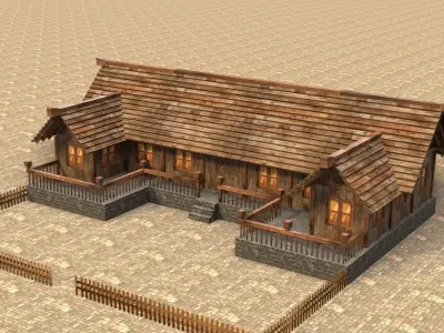 Low Poly Old Town Medieval House 3D Low-poly 3D model