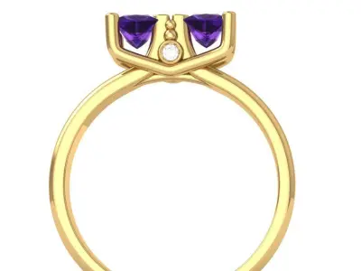 Ring Superb Twix   with two princess-cut gem stones 3D print model