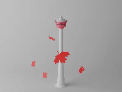 Cartoon Calgary Tower Canada 2 Low-poly 3D model