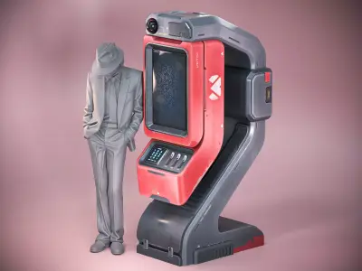Sci-fi Console X4 PBR Low-poly 3D model