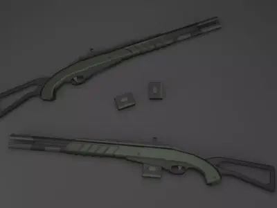 Rigged SciFi Rifle Low-poly 3D model