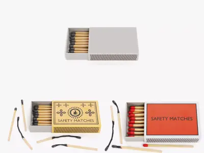 Matchbox Set - 3 Filled Boxes with Original Custom Covers  3D Model Pack