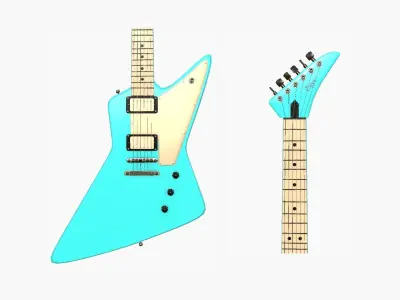 Electric Guitar F04 Light Blue - Music Instrument Design Low-poly 3D model