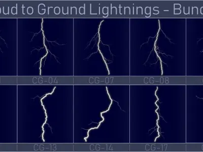 Realistic Lightnings Bundle 05 - 10 pack CG