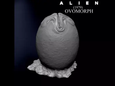 3D PRINTABLE ALIEN EGG OVOMORPH 1979 WITH BASE 3D print model