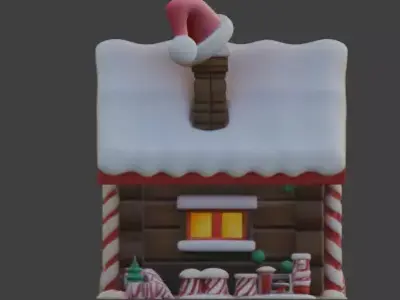 Stylized Christmas Gingerbread House 3D Model Low-poly 3D model