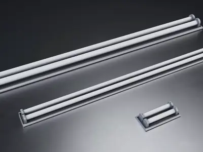 Fluorescent Tube Light Fixtures Set Low-poly 3D model