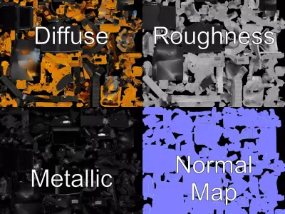 Yellow Road Grader model pack Low-poly 3D model