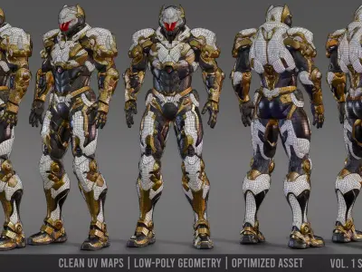 Sci-Fi Futuristic Armor Soldier Rigged Low-poly 3D model