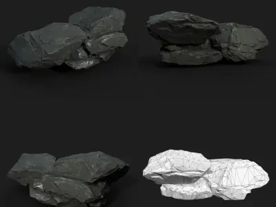 Low Poly Black Rock 230322 - Ultra HD 16K Texture Low-poly 3D model