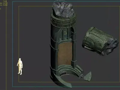 Underground Palace - Earth Palace Broken Column 01 3D model