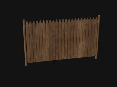 Wooden Fence Low-poly 3D model