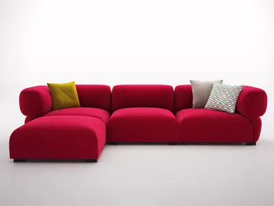 Butterfly sectional sofa pillows 3D model