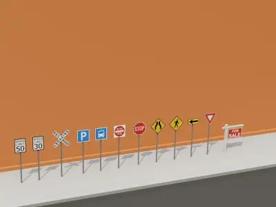 City street props assets pack Low-poly 3D model