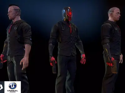 Cyberpunk detective Low-poly 3D model