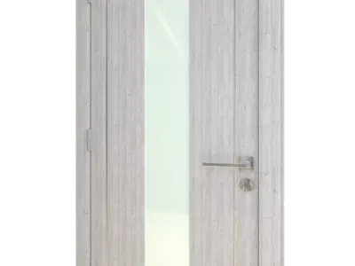 Door-079 wooden door with glass panel 3D model