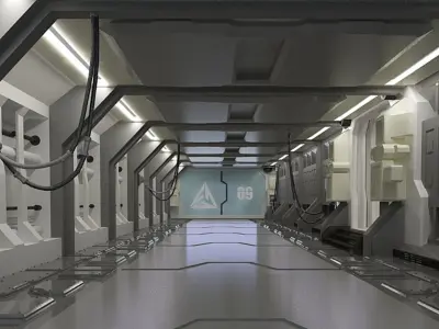 spaceship space station futuristic metal aliens doom sci-fi 3D model