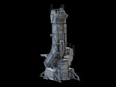 Scifi building construction module  Low-poly 3D model