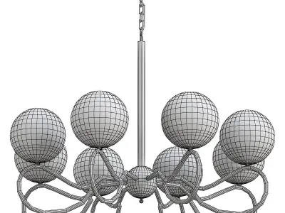 medison chandelier with glass globes and metal 3D model