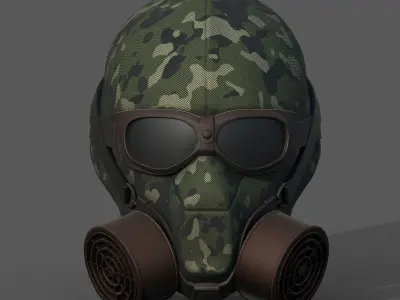Gas mask helmet 3d model military combat fantasy futuristic  Low-poly 3D model