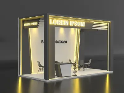 EXHIBITION STAND 001 3X6 3D model with technical drawing 3D model