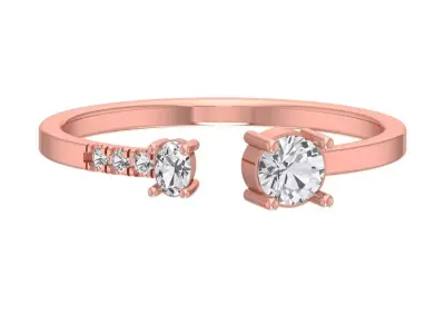 Solitaire Women Light Weight Oval Round Stone Band Ring 3D print model