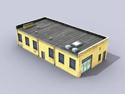 Big Yellow Warehouse Low-poly 3D model