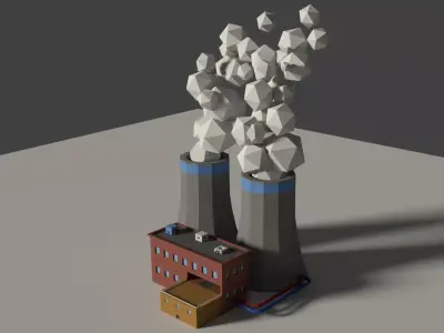 Low Poly Cartoon Factory 2 Low-poly 3D model