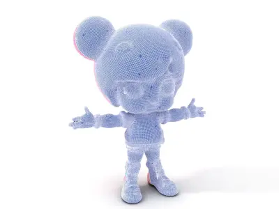 Cute PinkHaired Character Model Rigged and Animated Low-poly 3D model