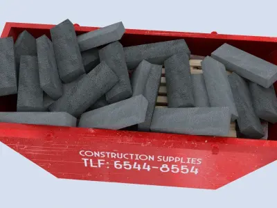 Industrial Container with concrete blocks 3D model