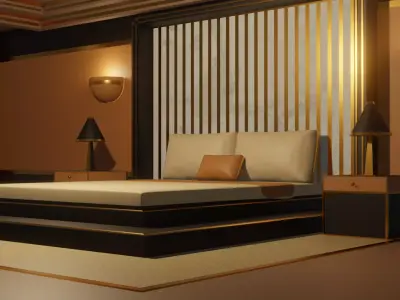 Hotel Room Low-poly 3D model