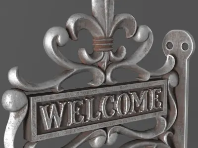 Garden Hanging Door Bell with Welcome 3D model