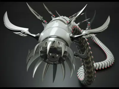 Snakebot-RS1 futuristic creature with long tentacles 3D model
