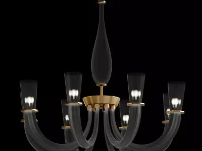 GABBIANO chandelier with gold and glass shades 3D model