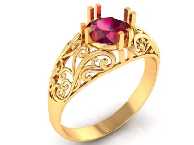 Women Ring 51 low weight single diamond filigree women ring 3D print model