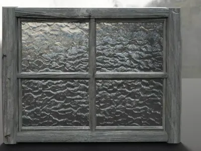 Painted Wooden Old Window -Mid Poly 3D model
