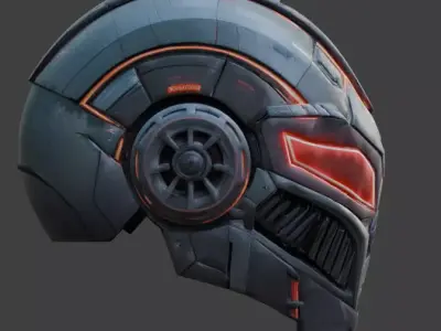 Cybernetic Tactical Helmet 3D Model Low-poly 3D model