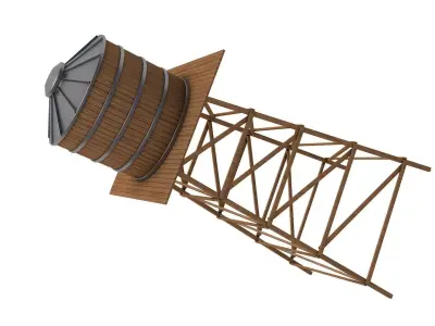 Wooden Water Tower 3D model