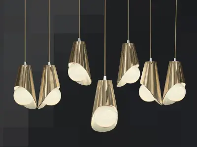 Hanging cocoons of brass and crystal 3D model