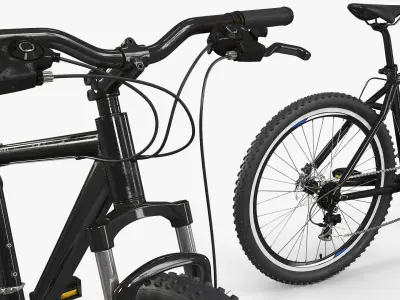  Cross Country Hardtail Bicycle Gray Black Rigged 