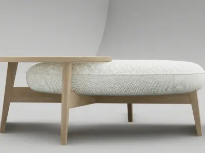 Round Coffee Table with Integrated Stool Low-poly 3D model