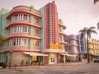 MIAMI VICE CITY ART DECO BUILDING 1 Low-poly 3D model