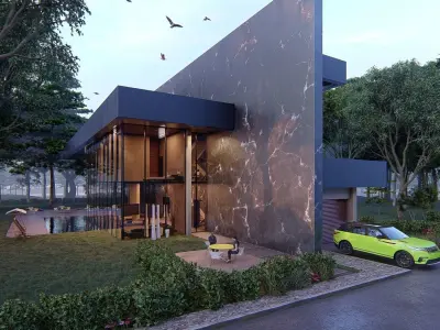 Modern house full project Revit and Lumion 3d grass 3D model