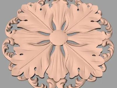 Furniture decoration round flower 3D STL model for CNC E942 3D model